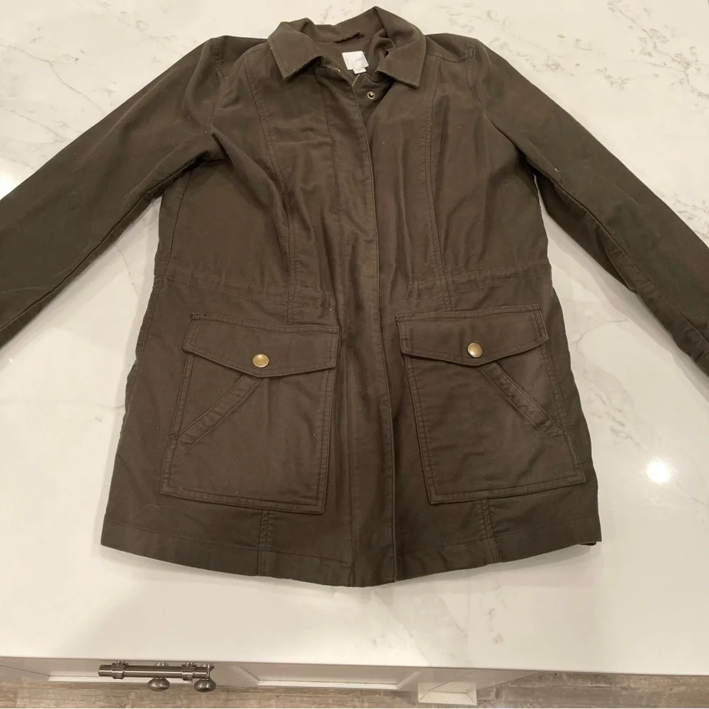 LIKE NEW! J.Jill army green lined utility jacket - Picture 4 of 14